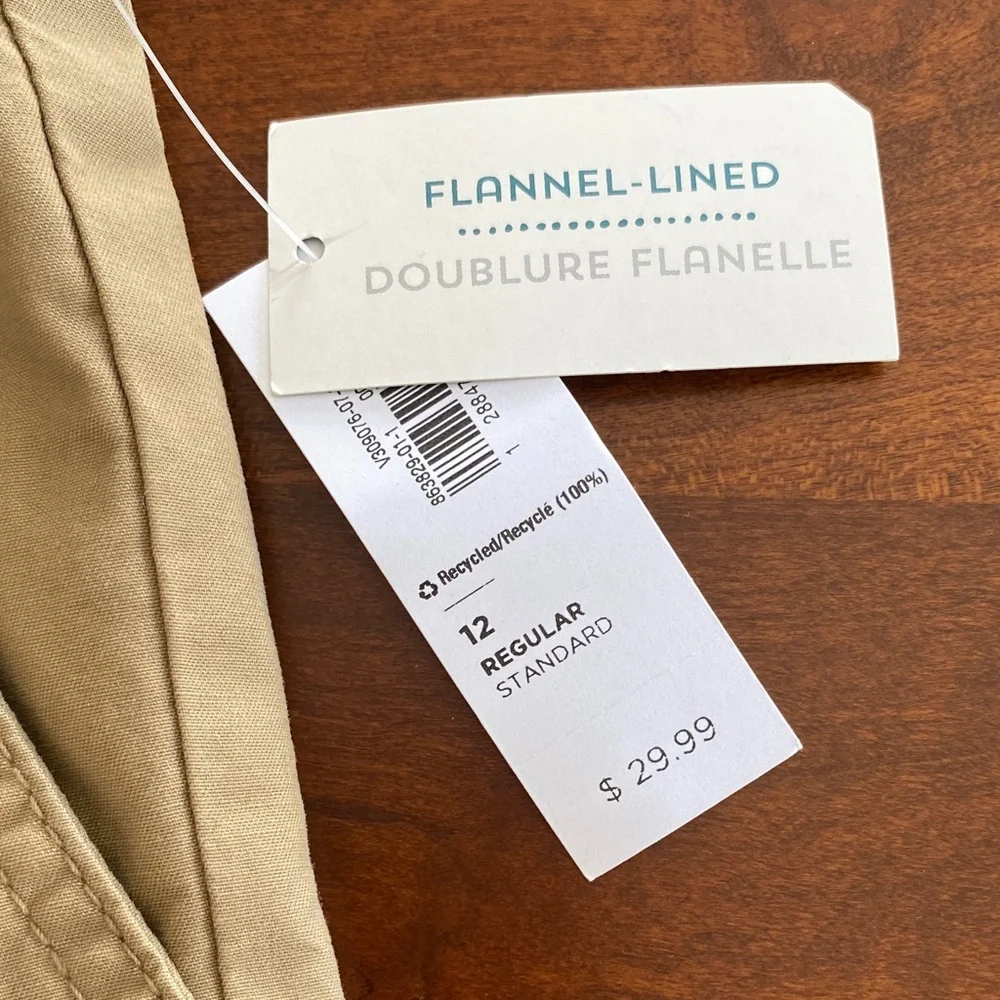 Old Navy Tan Pants with Red Plaid Lining - Boys 12